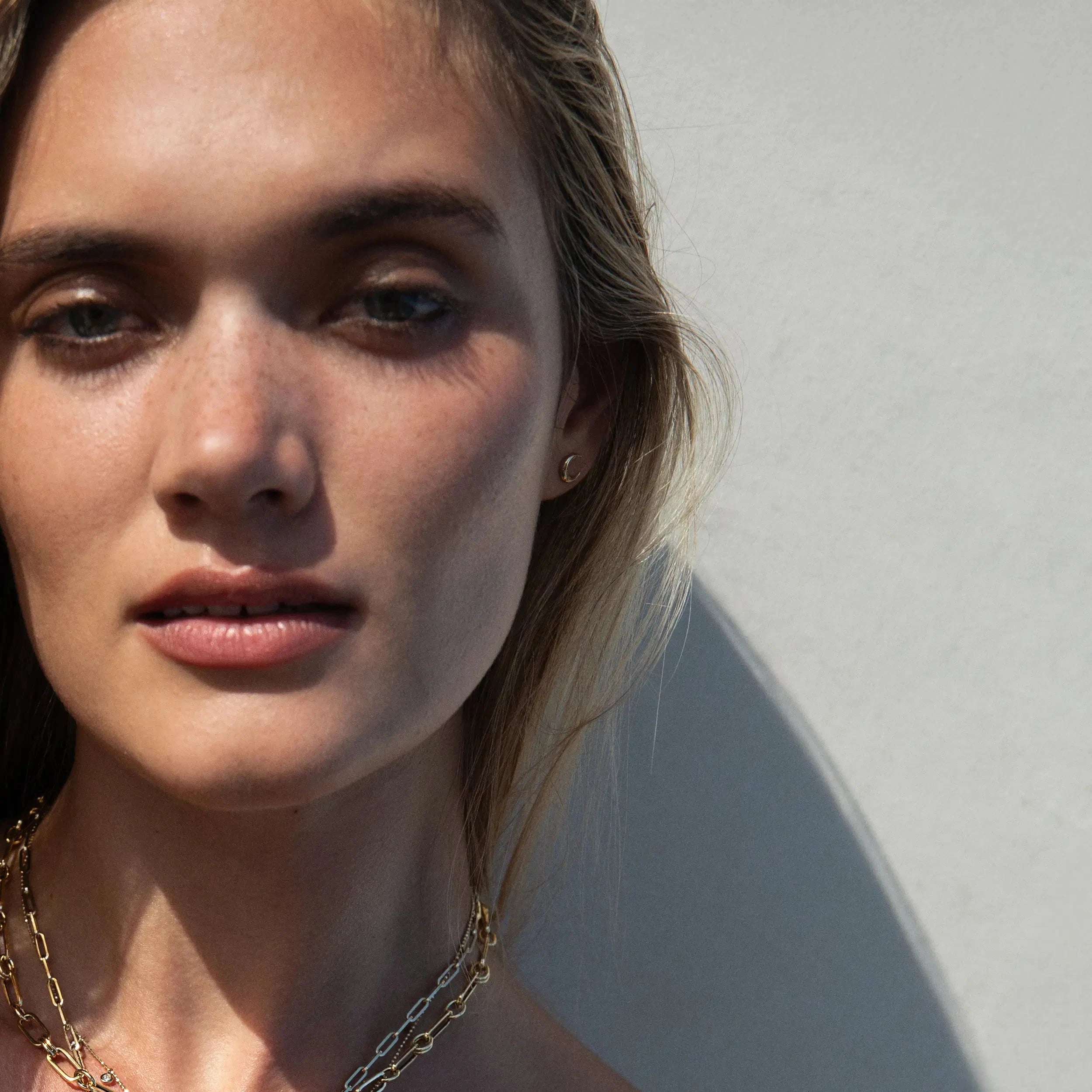 Awe Inspired Earrings Diamond Moon Studs