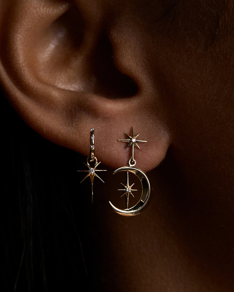 Awe Inspired Earrings Diamond Star Huggies