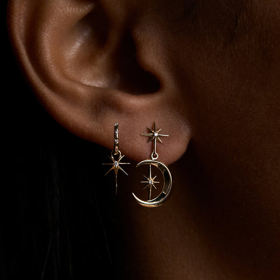 Awe Inspired Earrings Diamond Star Huggies