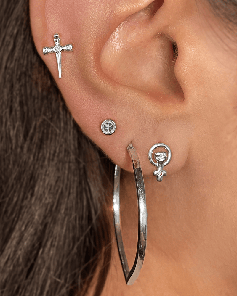Awe Inspired Earrings Diamond Sword Stud Earring