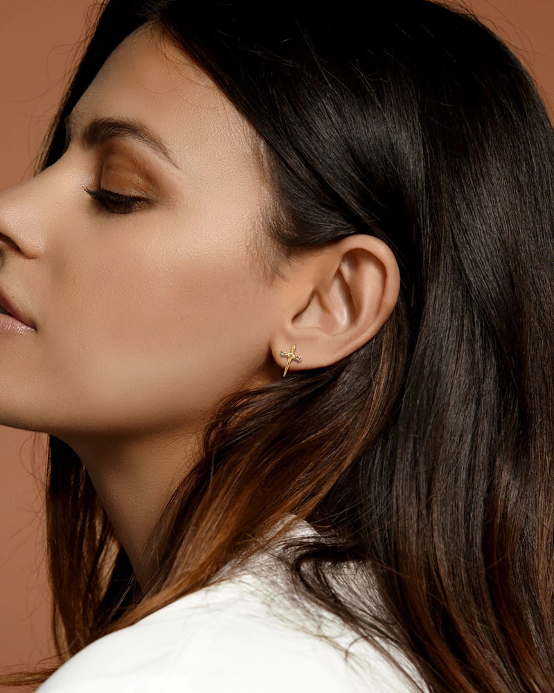 Awe Inspired Earrings Diamond Sword Stud Earring