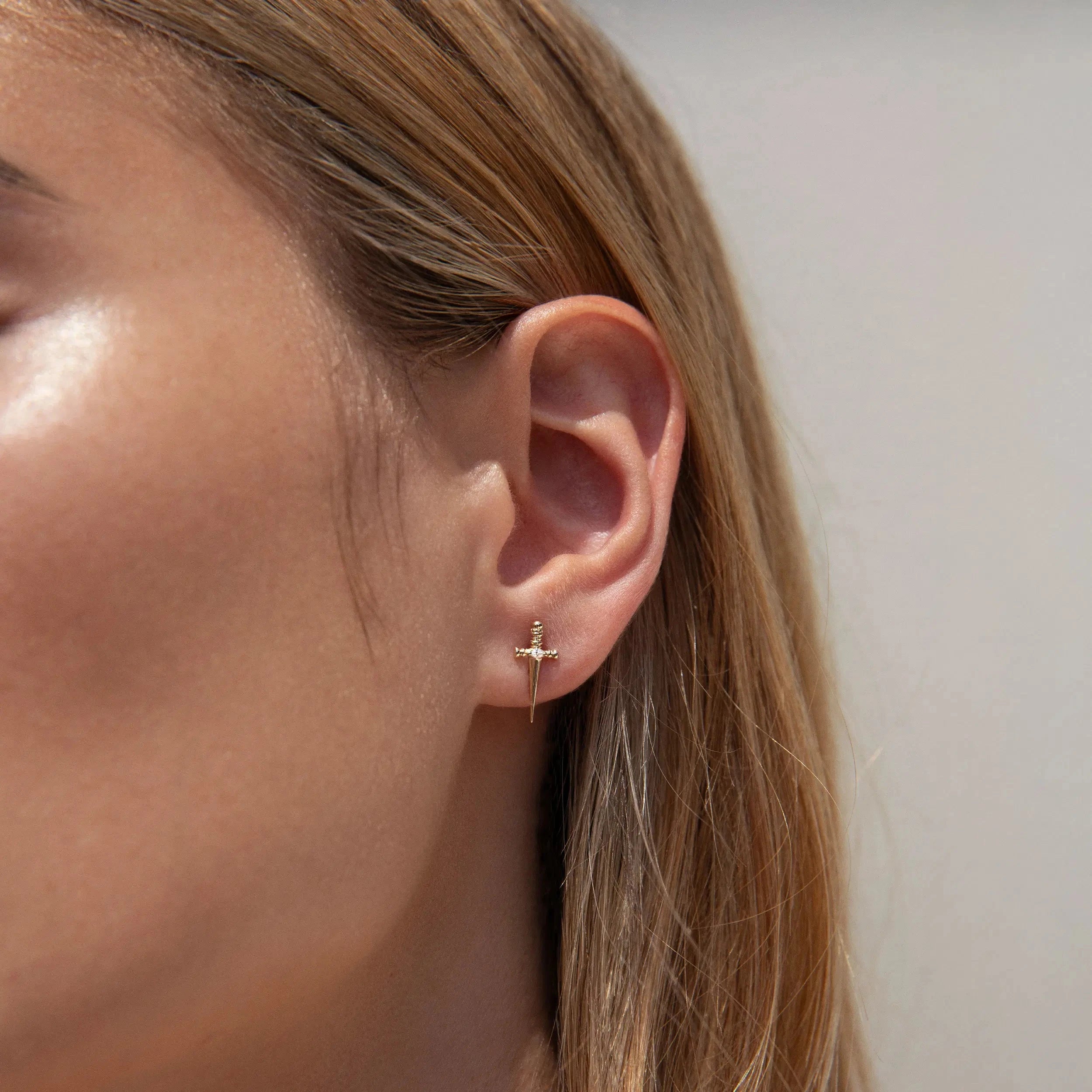 Awe Inspired Earrings Diamond Sword Studs