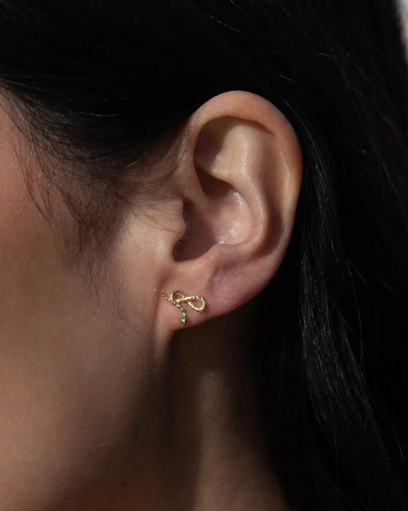 Awe Inspired Earrings Emerald Eye Snake Studs