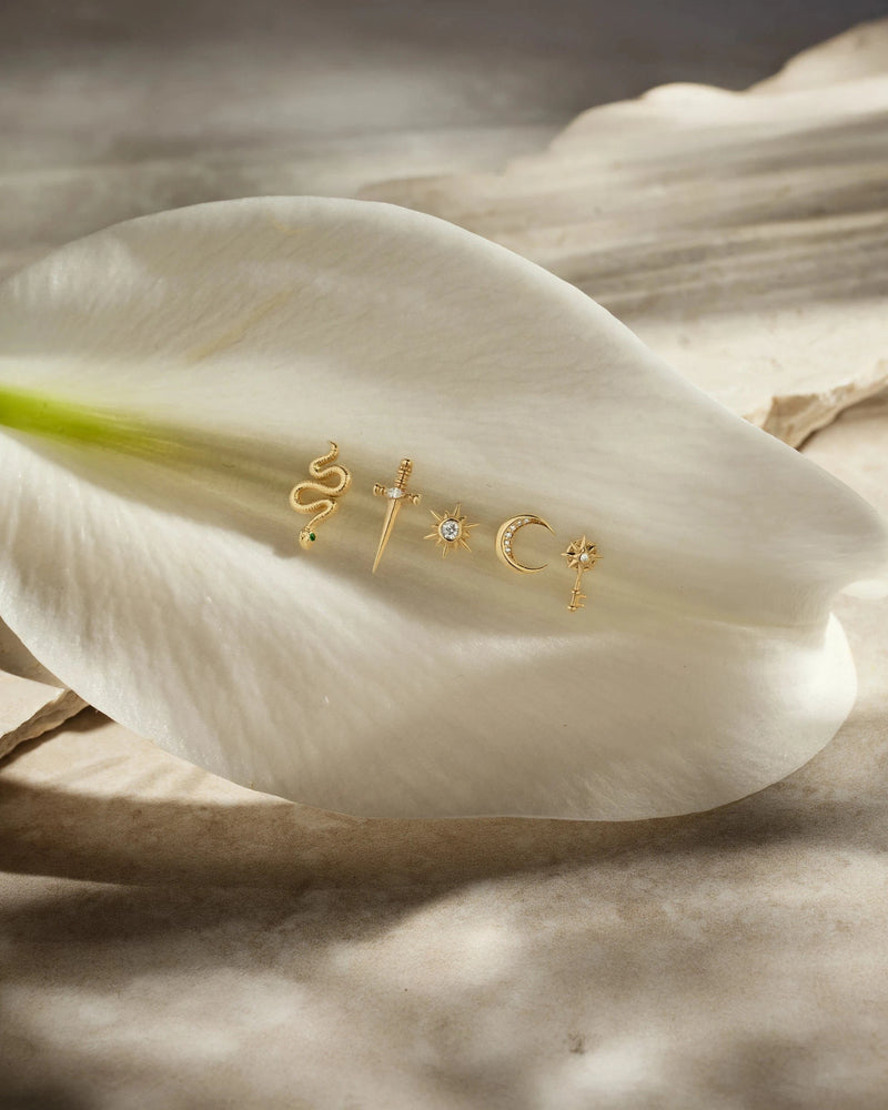 Awe Inspired Earrings Emerald Snake Studs