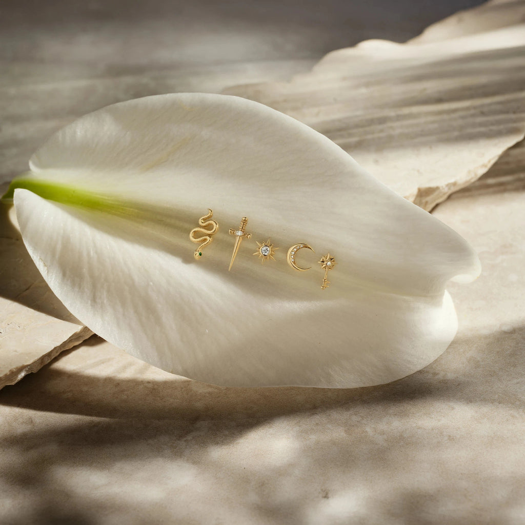 Awe Inspired Earrings Emerald Snake Studs