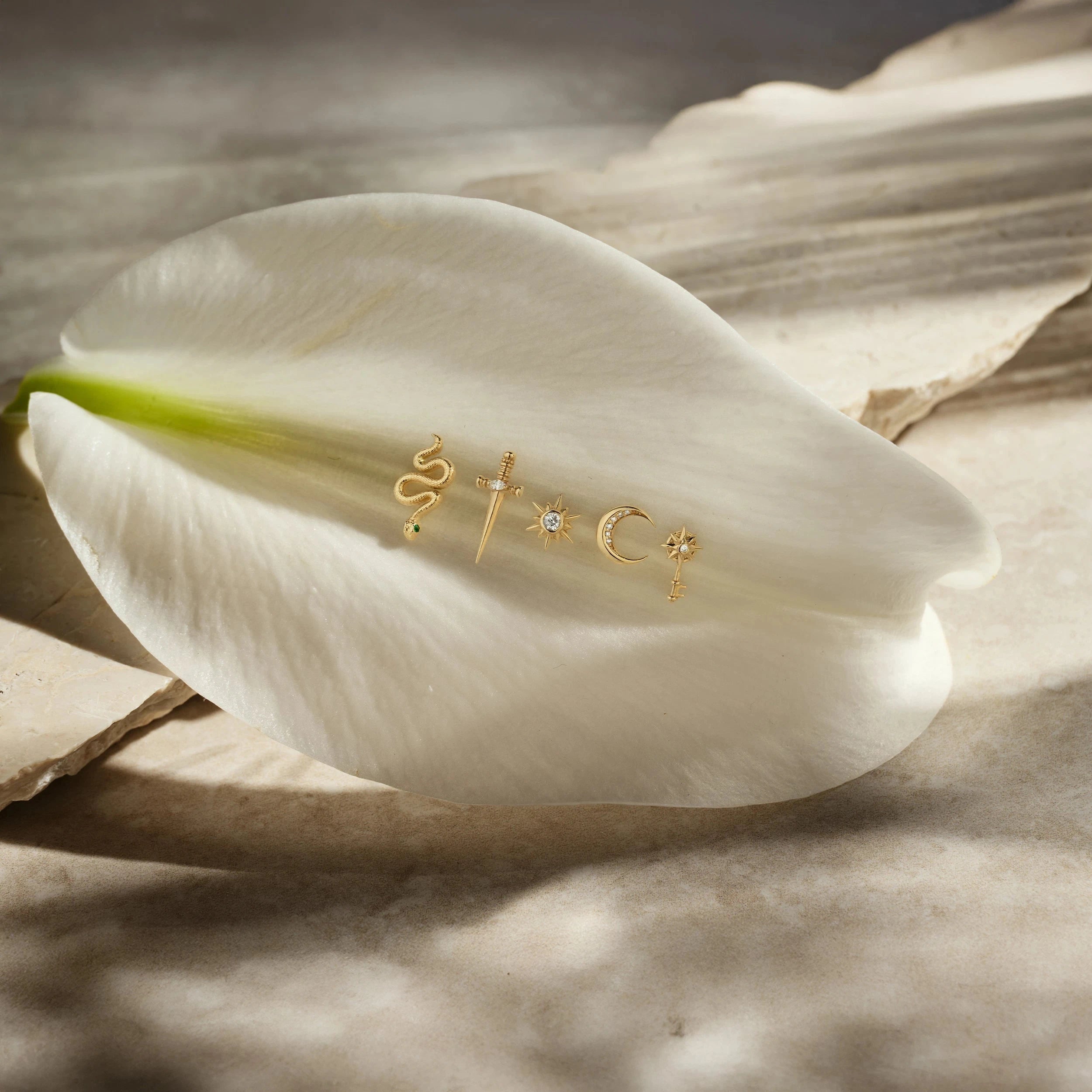 Awe Inspired Earrings Emerald Snake Studs