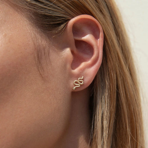 Awe Inspired  Earrings Emerald Snake Studs