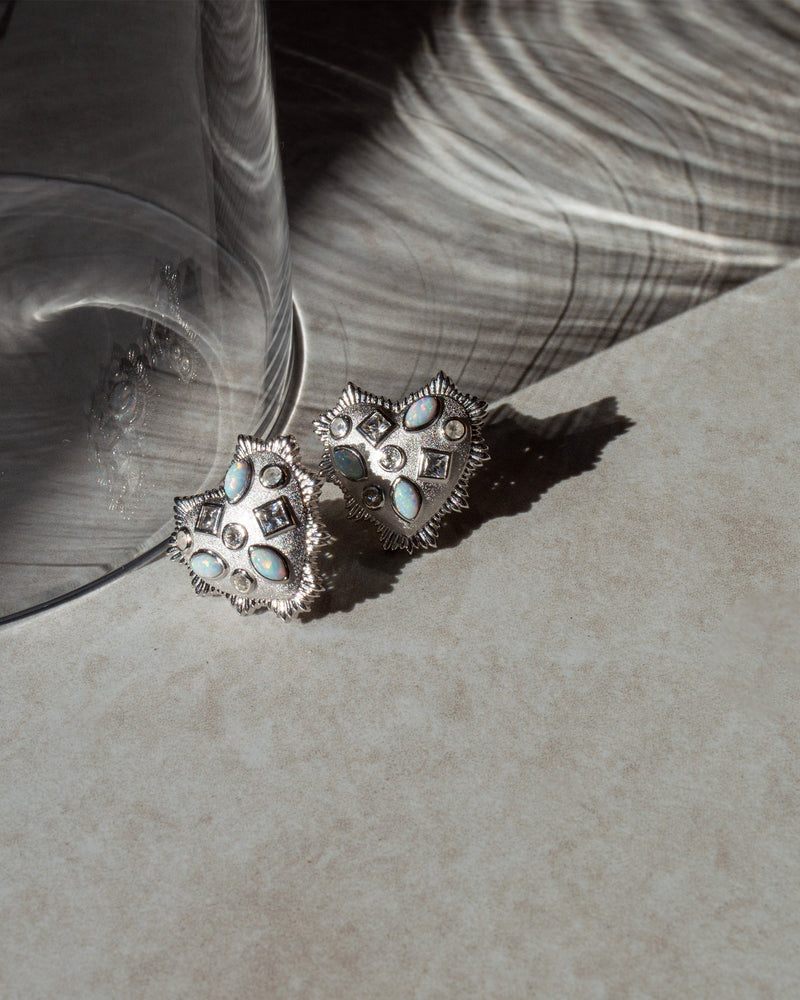 Awe Inspired Earrings Gemstone Radiant Heart Studs