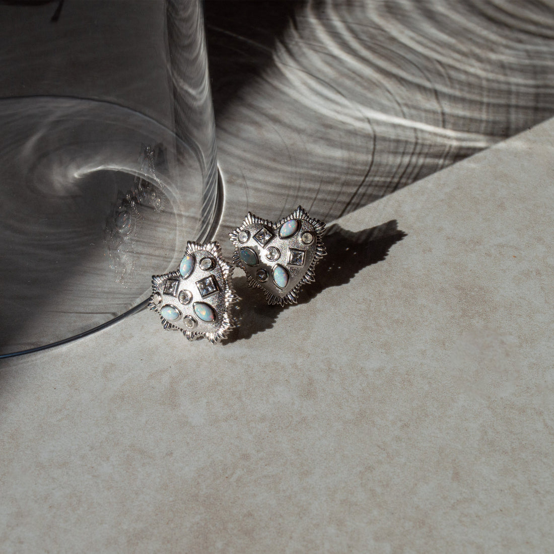 Awe Inspired Earrings Gemstone Radiant Heart Studs