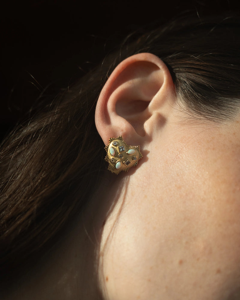 Awe Inspired Earrings Gemstone Radiant Heart Studs