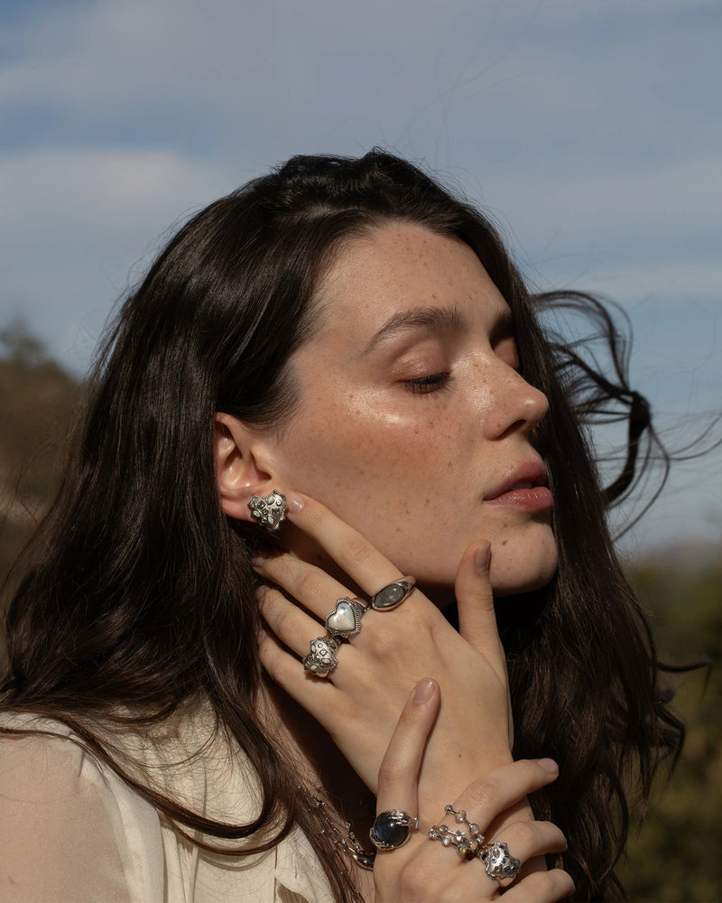 Awe Inspired Earrings Gemstone Radiant Heart Studs