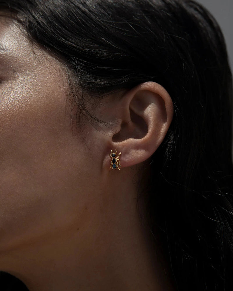 Awe Inspired Earrings Hematite Ant Studs