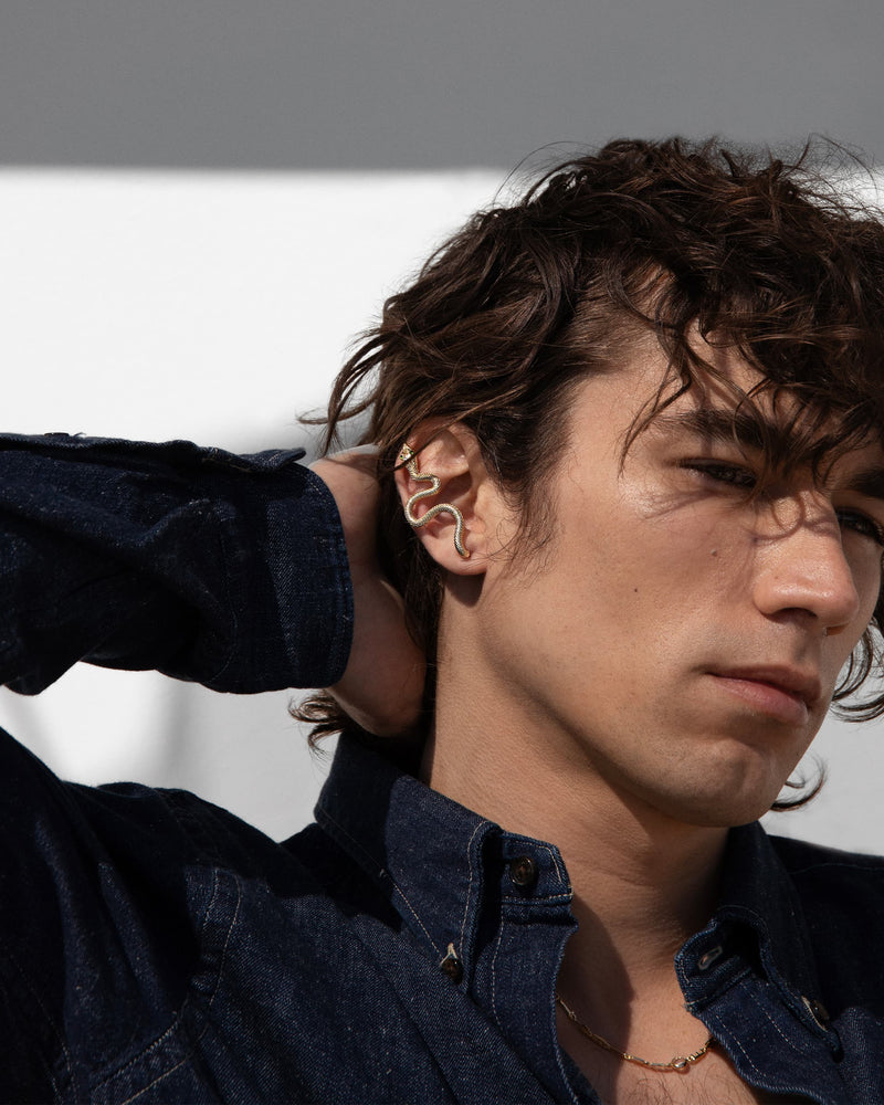 Awe Inspired Earrings Men's Snake Ear Pin