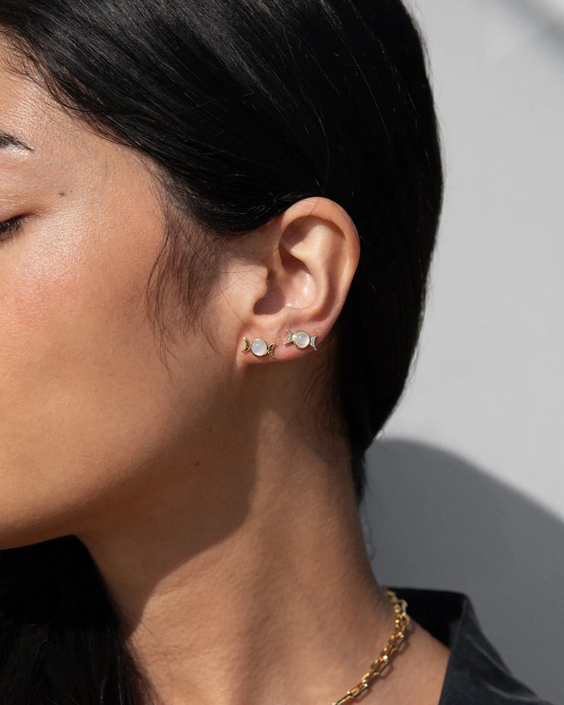 Awe Inspired Earrings Mini Triple Moon Stud Earring