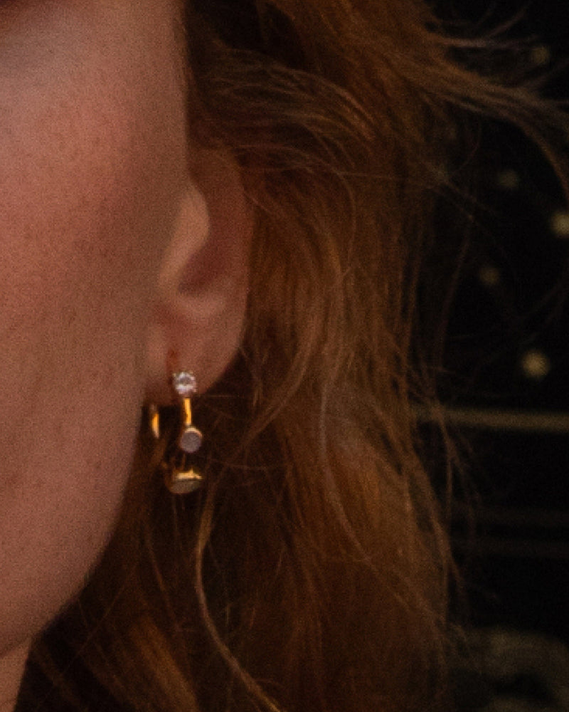 Awe Inspired Earrings Moonstone Opal Topaz Hoops