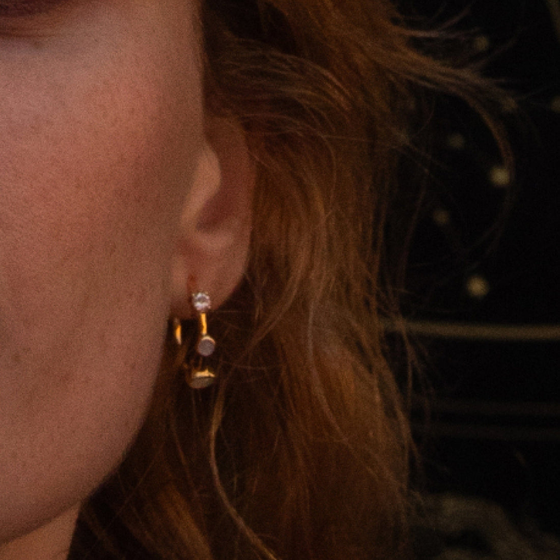 Awe Inspired Earrings Moonstone Opal Topaz Hoops