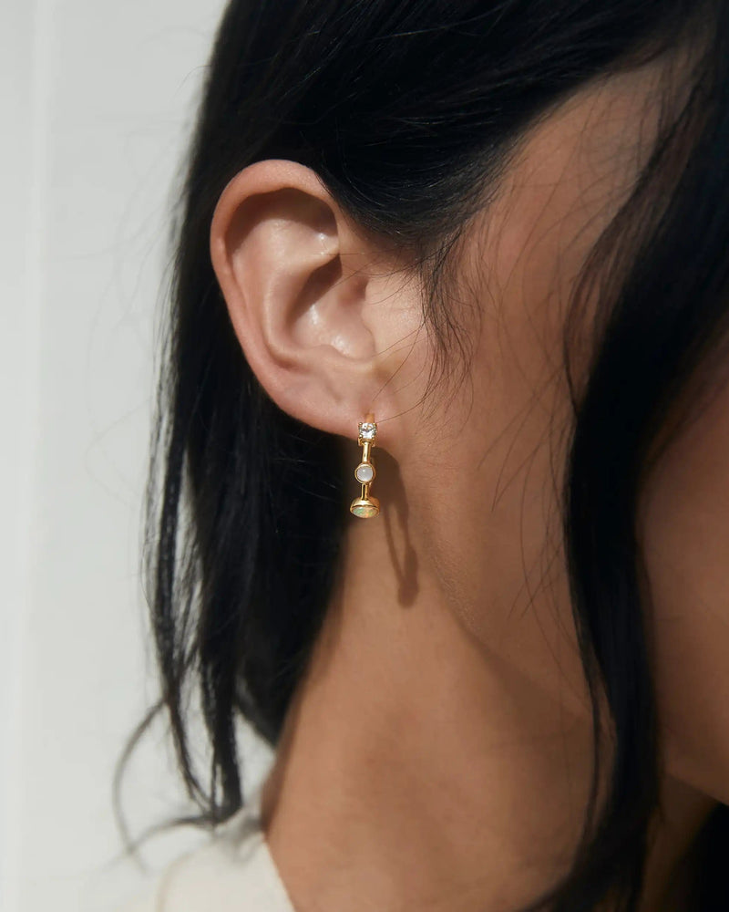 Awe Inspired Earrings Moonstone Opal Topaz Hoops