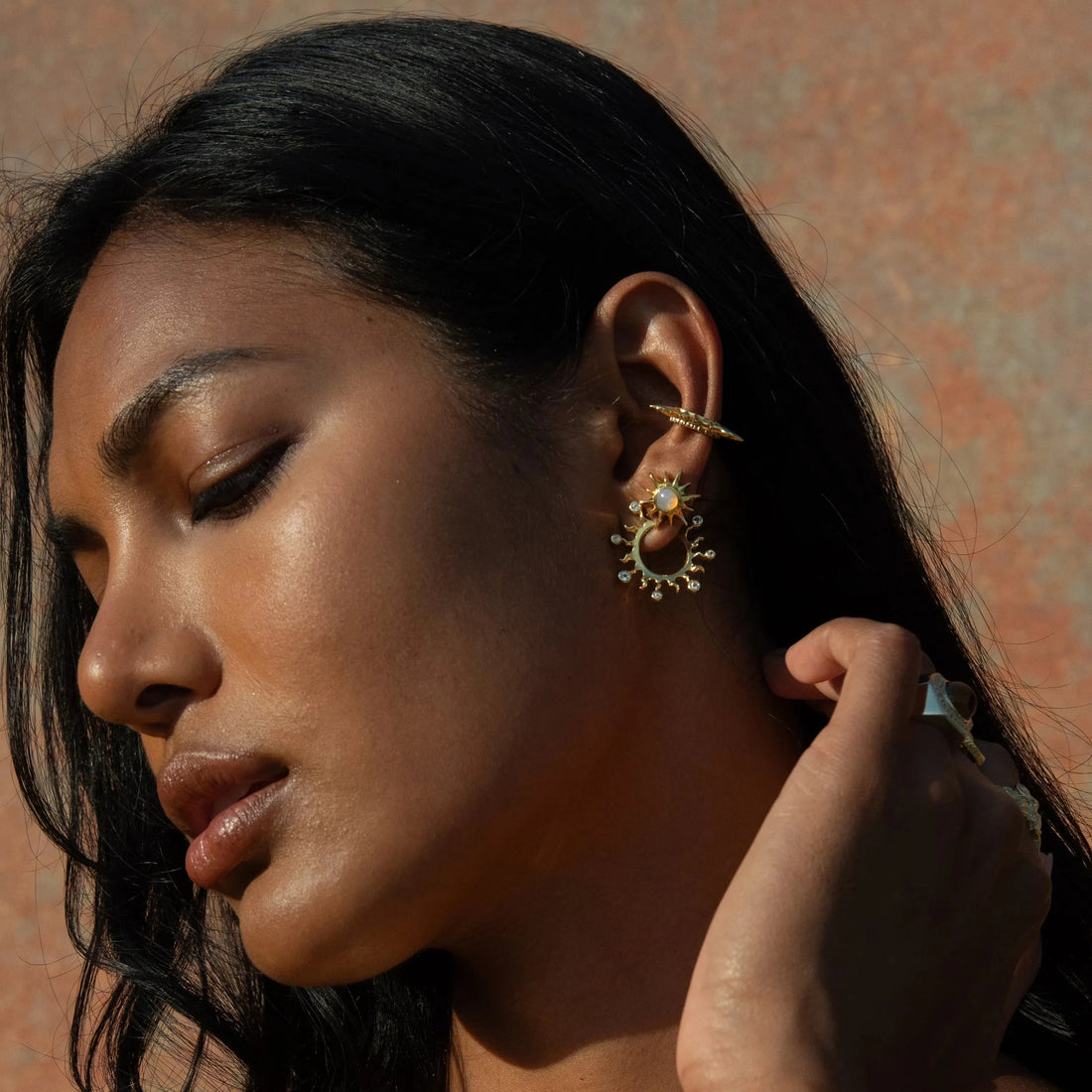 Awe Inspired Earrings Opal Sun Studs