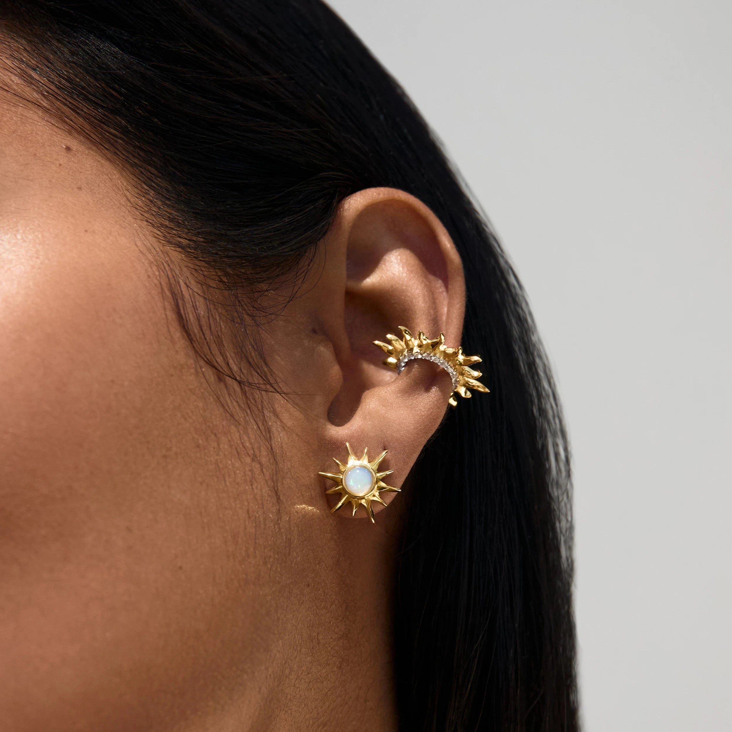 Awe Inspired Earrings Opal Sun Studs