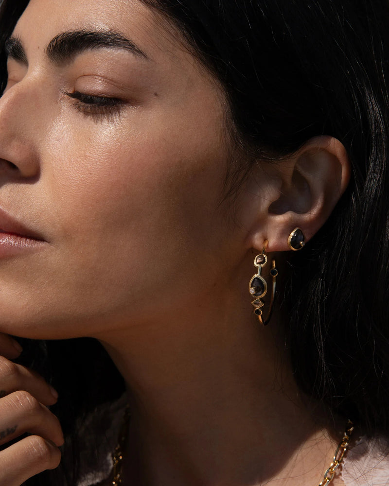 Awe Inspired Earrings Organic Pearl Gemstone Hoops