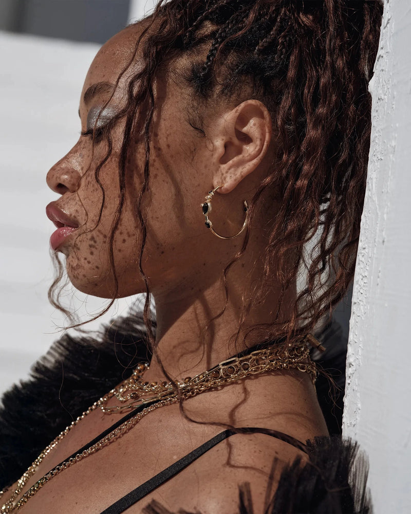 Awe Inspired Earrings Organic Pearl Gemstone Hoops