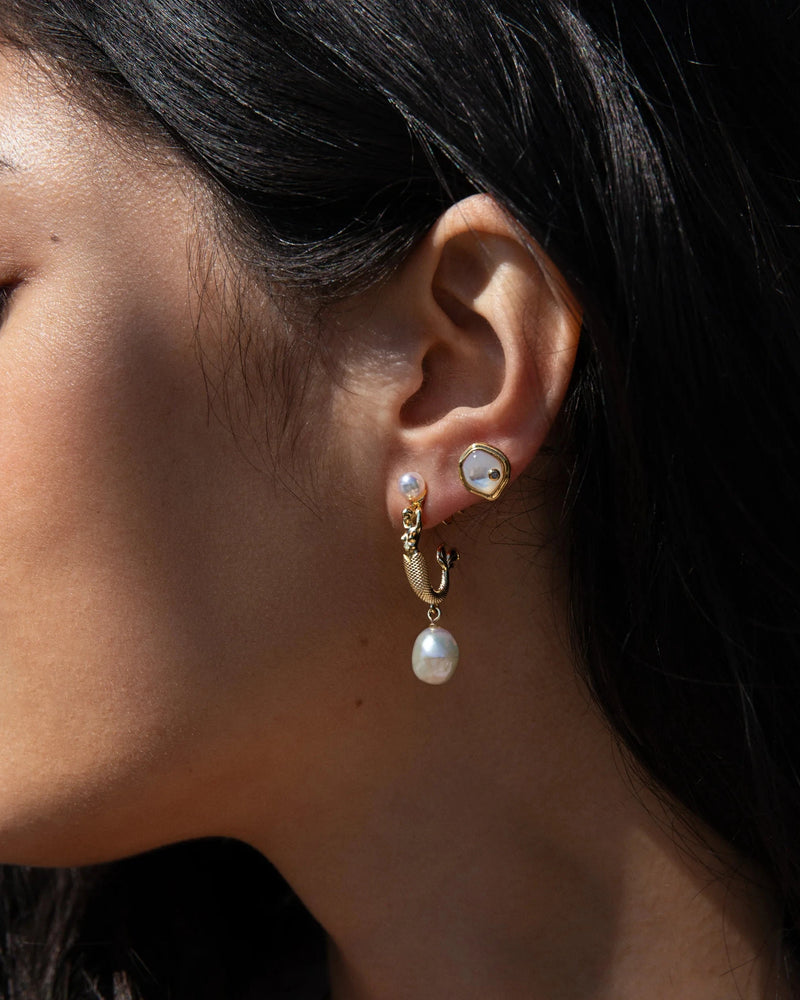 Awe Inspired Earrings Organic Pearl Gemstone Studs