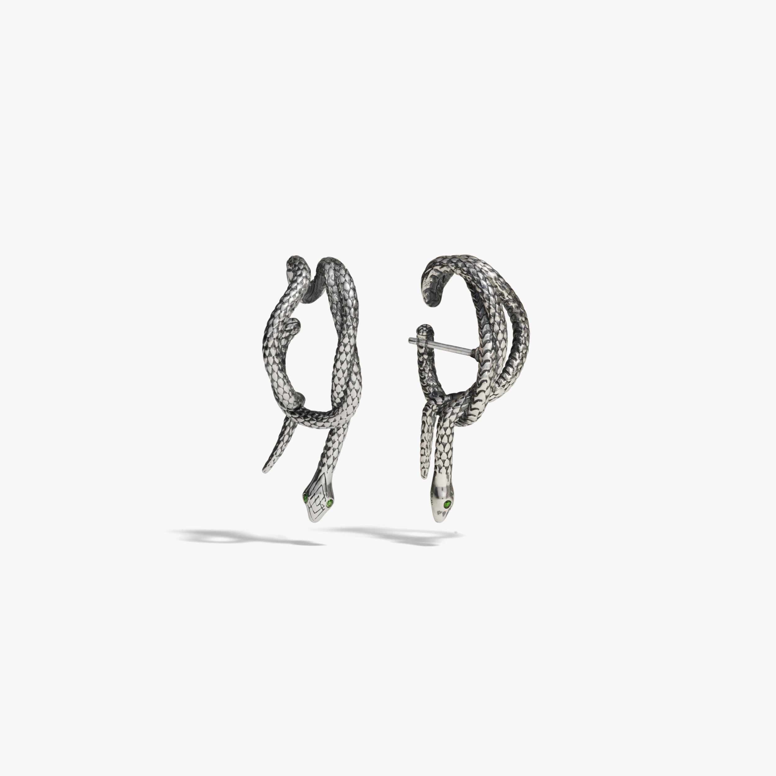 Awe Inspired Earrings Oxidized 925 Sterling Silver / Pair Snake Wrap Earring