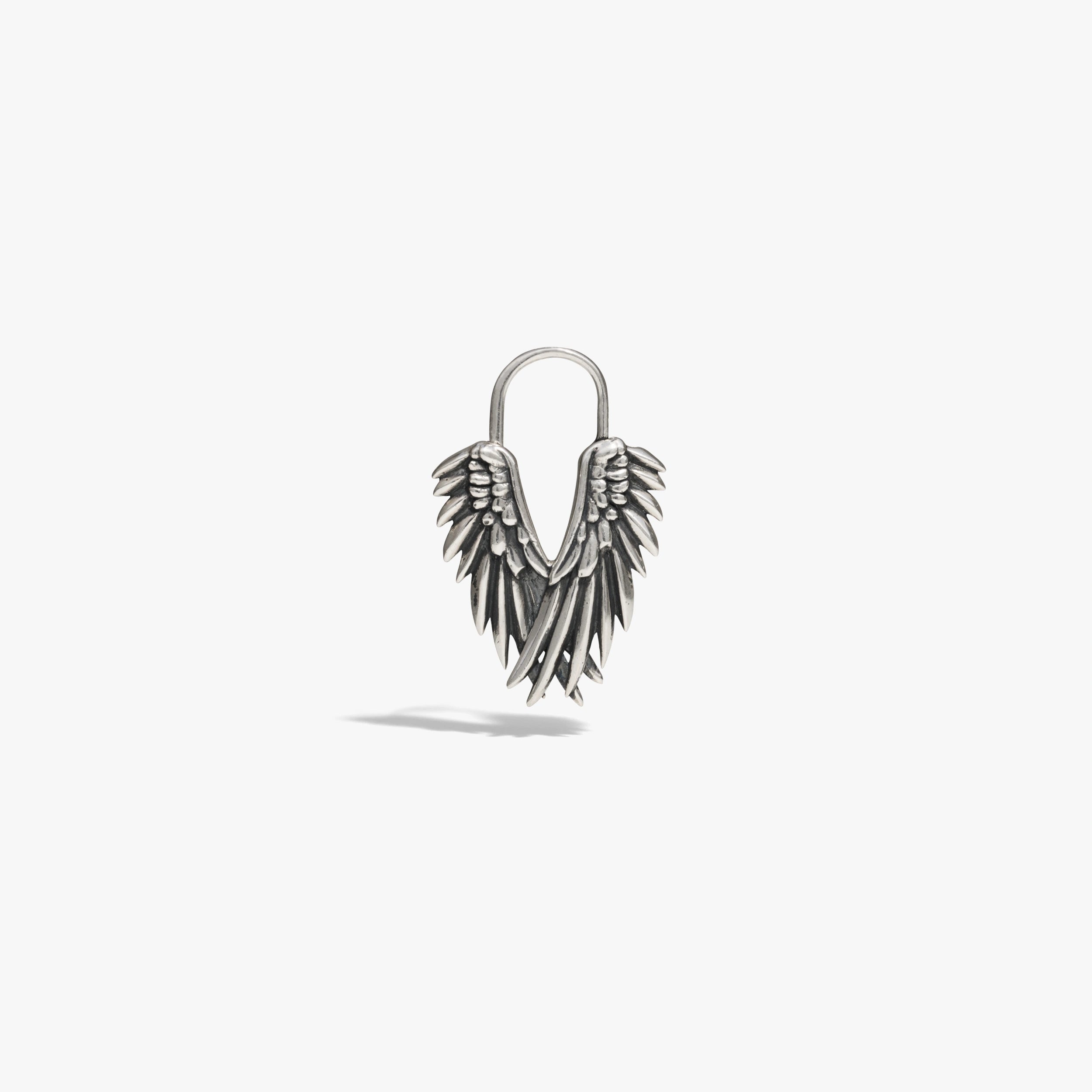 Awe Inspired Earrings Oxidized 925 Sterling Silver / Single Wing Huggies