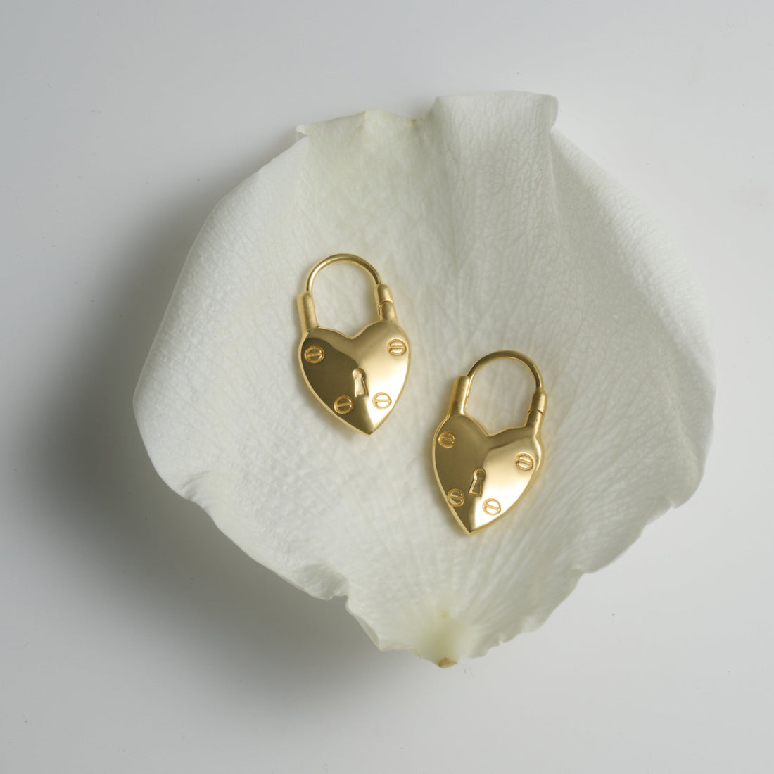 Awe Inspired Earrings Padlock Heart Huggies