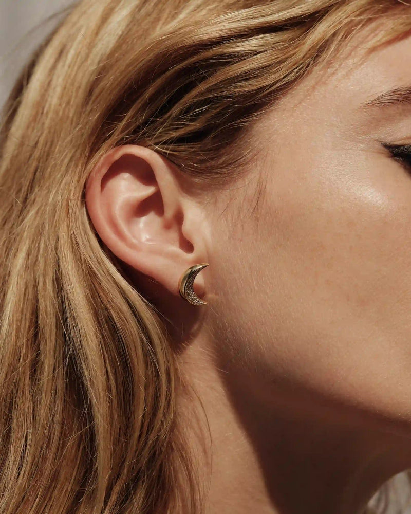 Awe Inspired Earrings Pavé Moon Studs