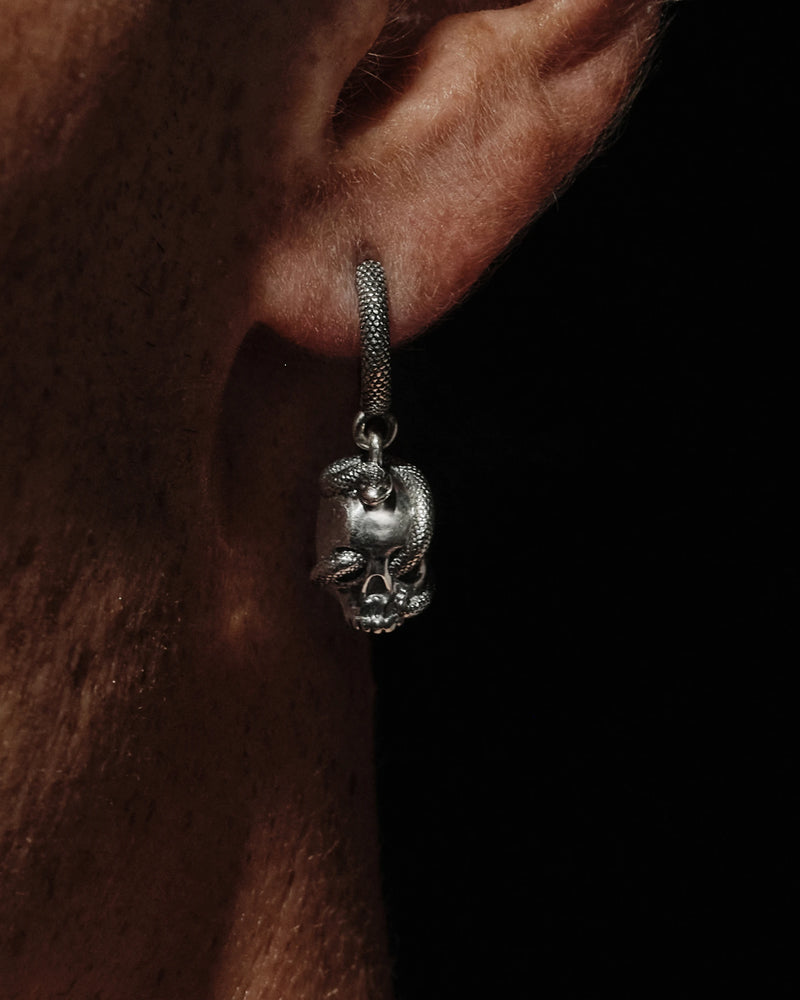 Awe Inspired Earrings Single Serpent Skull Huggie