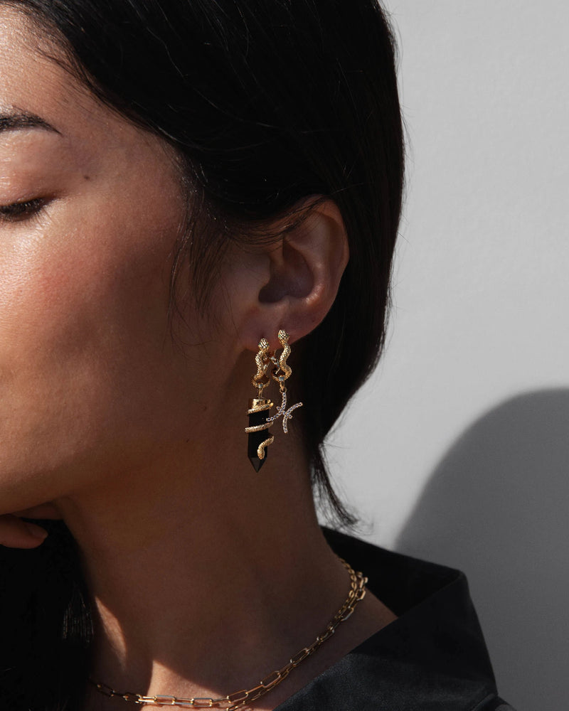 Awe Inspired Earrings Snake Charm Collector Huggies