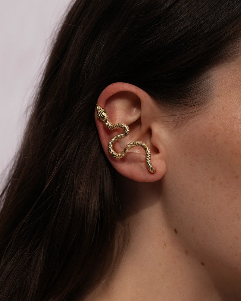 Awe Inspired Earrings Snake Gemstone Ear Pin