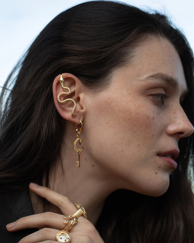 Awe Inspired Earrings Snake Gemstone Ear Pin