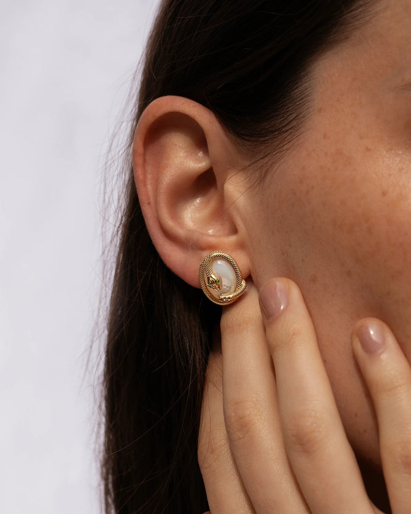 Awe Inspired Earrings Snake Gemstone Studs