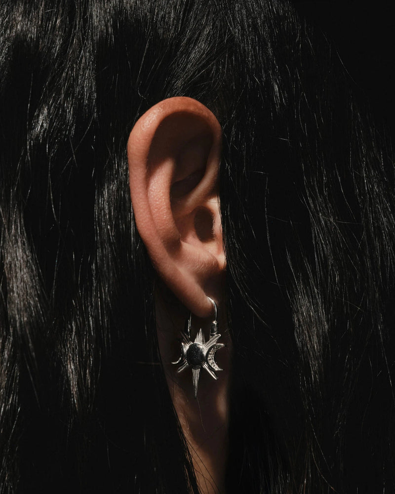 Awe Inspired Earrings Spiked Triple Moon Huggies