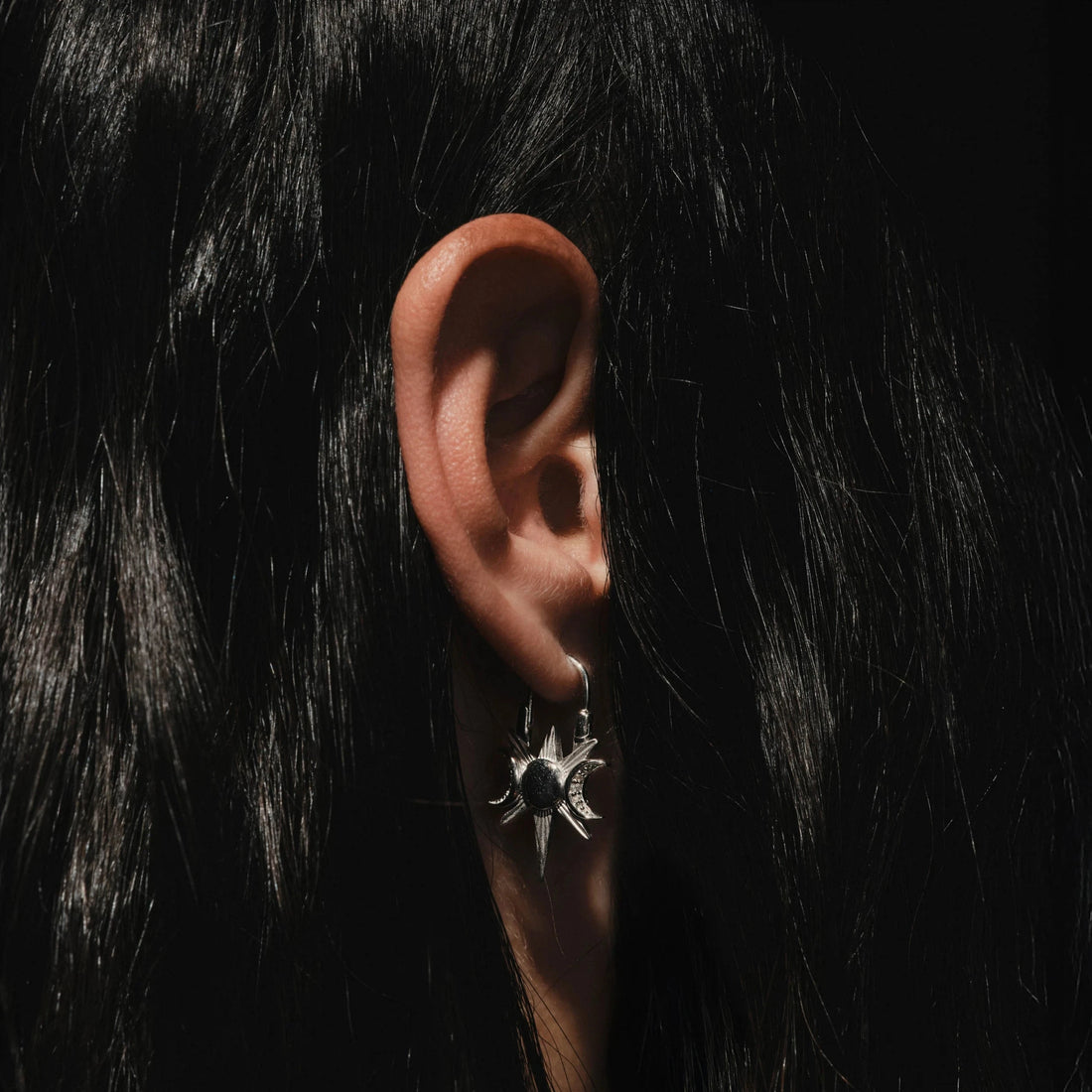 Awe Inspired Earrings Spiked Triple Moon Huggies