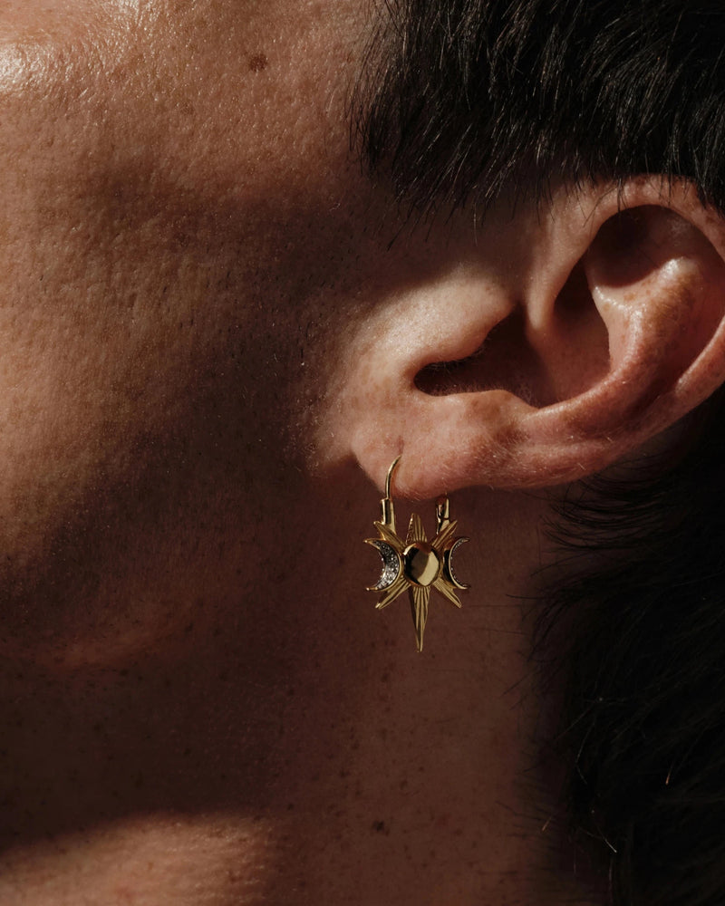 Awe Inspired Earrings Spiked Triple Moon Huggies