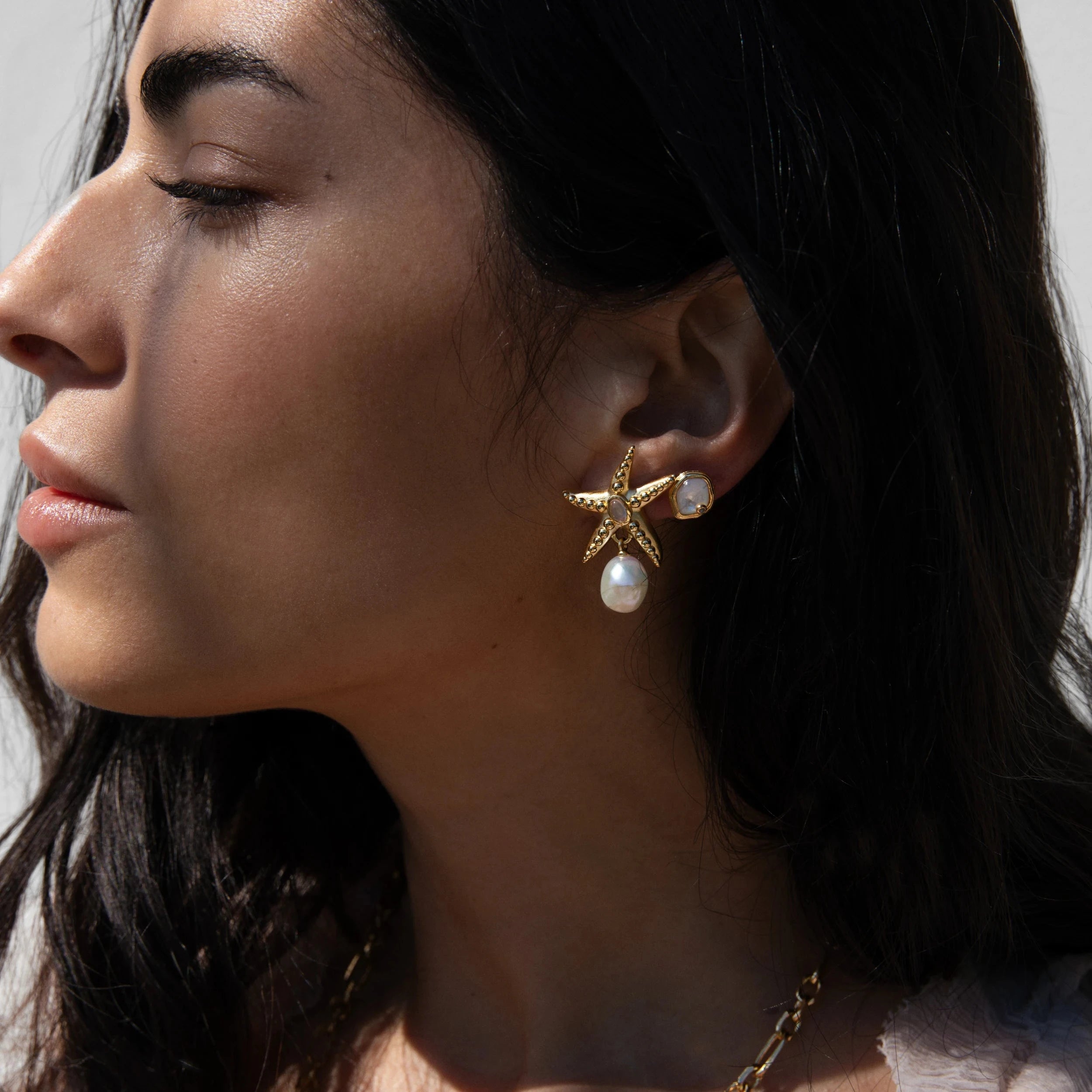 Awe Inspired Earrings Starfish Pearl Drop Earrings