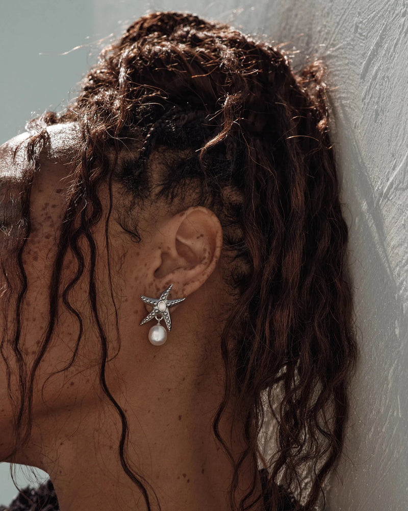 Awe Inspired Earrings Starfish Pearl Drop Earrings