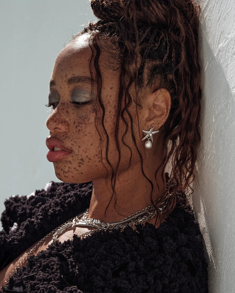 Awe Inspired Earrings Starfish Pearl Drop Earrings