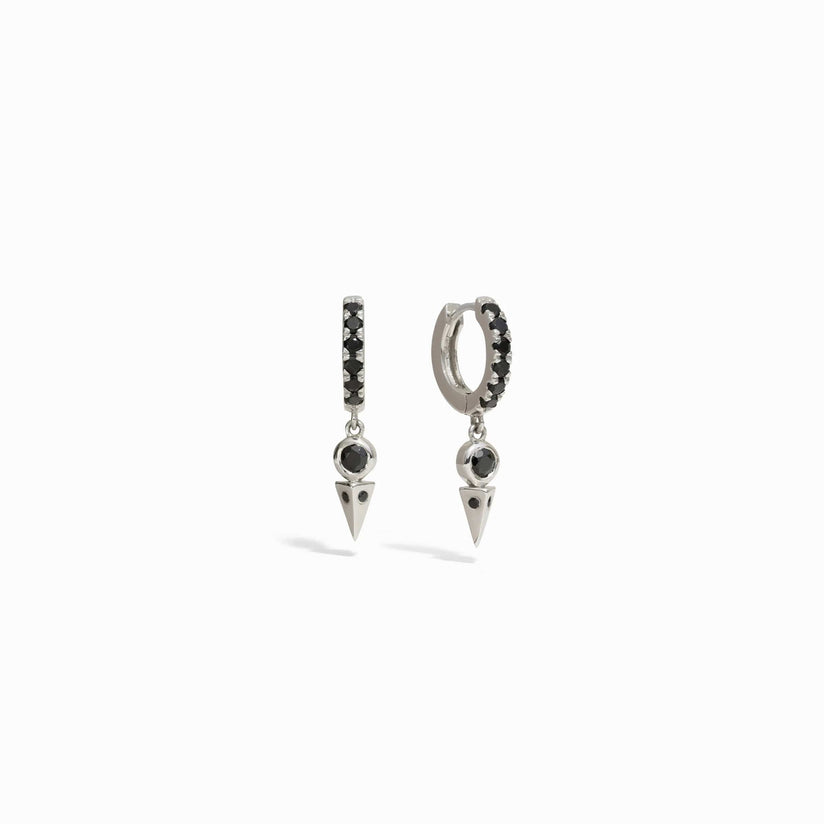 Black and White Earrings, Featured In Power Player Magazine, Sterling Silver Earrings, Silver Disc, good Black Spinel, Pearls, Trendy, Linear