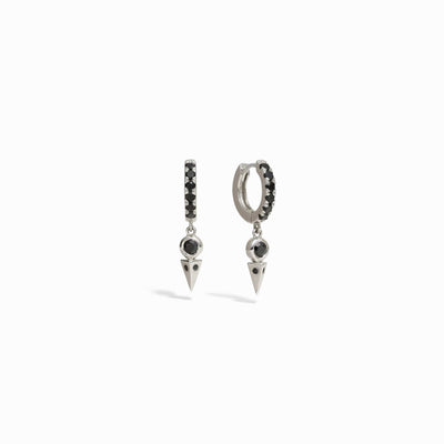 Awe Inspired Earrings Sterling Silver / Black Spinel Black Spinel Spike Huggies