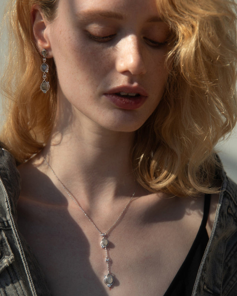 Awe Inspired Earrings Sterling Silver Labradorite Stardrop Earrings