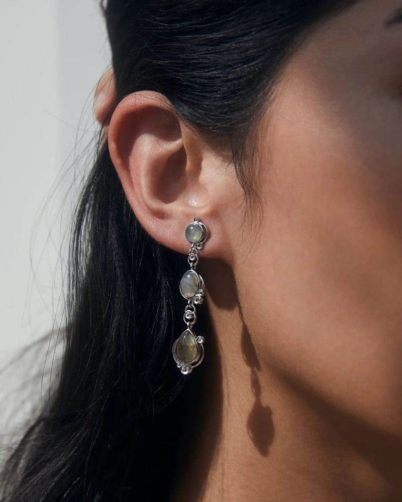 Awe Inspired Earrings Sterling Silver Labradorite Stardrop Earrings