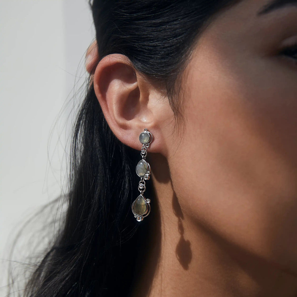 Awe Inspired Earrings Sterling Silver Labradorite Stardrop Earrings