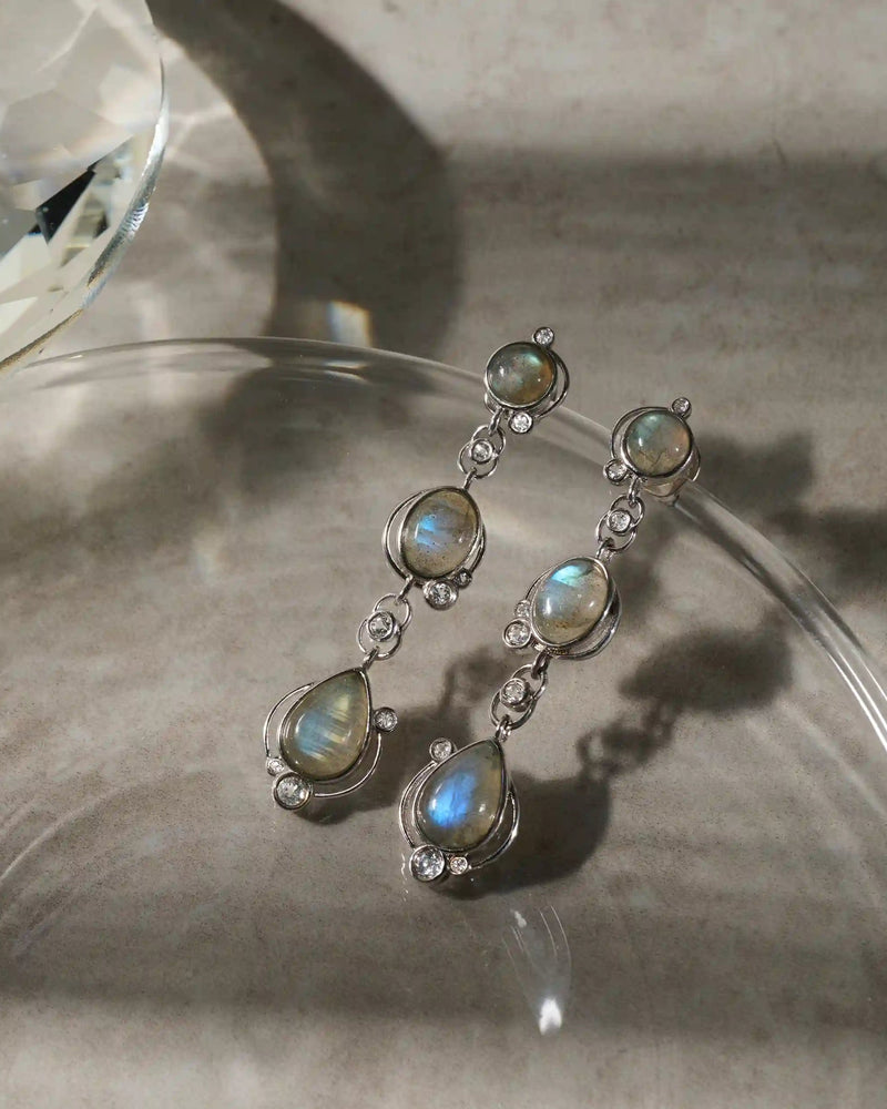 Awe Inspired Earrings Sterling Silver Labradorite Stardrop Earrings