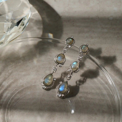 Awe Inspired Earrings Sterling Silver Labradorite Stardrop Earrings