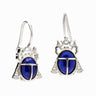 Awe Inspired Earrings Sterling Silver Lapis Lazuli Scarab Drop Earrings