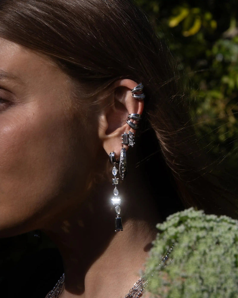 Awe Inspired Earrings Sterling Silver Mosaic Gemstone Studs